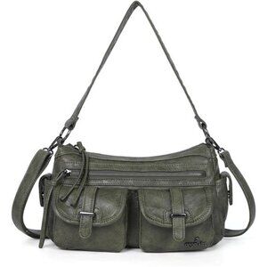 Women Shoulder Bag Multi Pocket Green